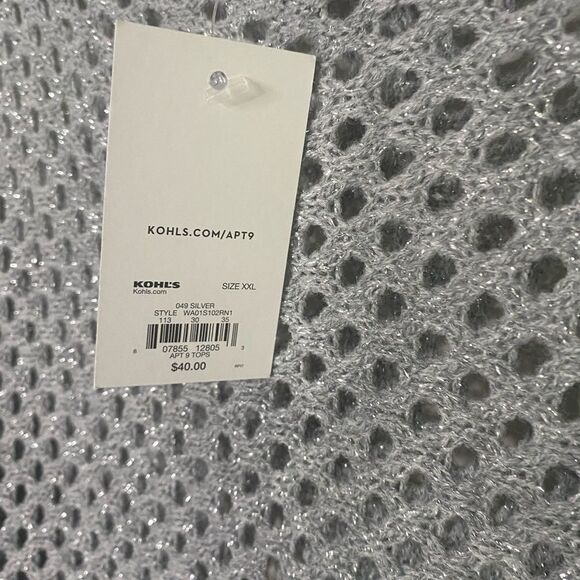 NWT Women’s Silver Gray open weave dolman sweater pullover crew neck Size XXL - Picture 3 of 3